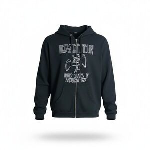 Tultex Led Zeppelin 1977 US Tour Graphic Zip Up Hoodie Black Mens Medium M